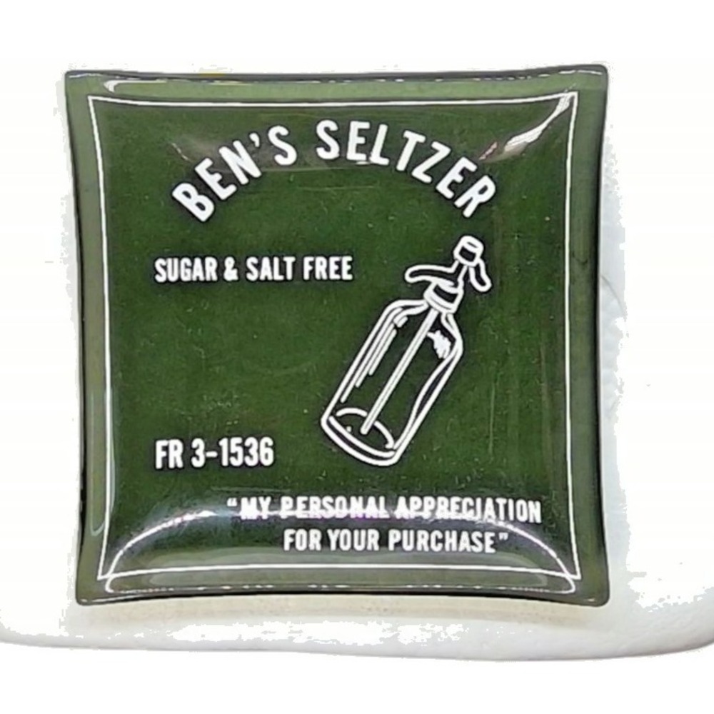BEN'S SELTZER Green Glass Trinket Dish Advertising Plate Vintage Small - Picture 6 of 6